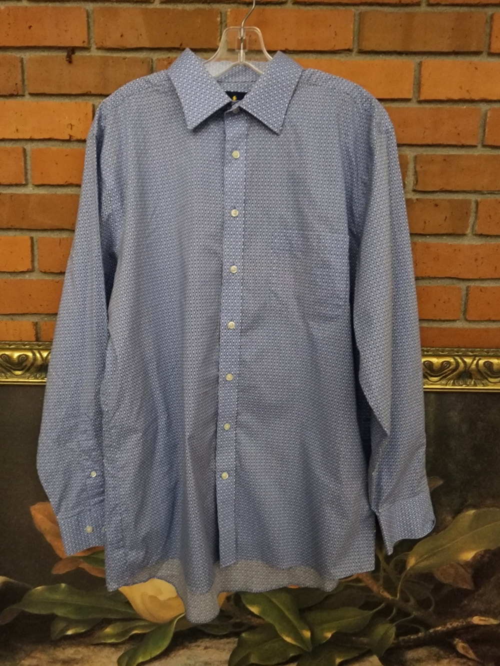 Men's Light Blue Patterned Dress Shirt